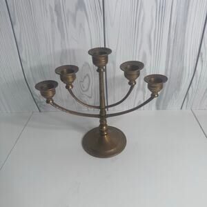 Vintage Brass Candelabra MCM 5 Candle Candlestick Holder